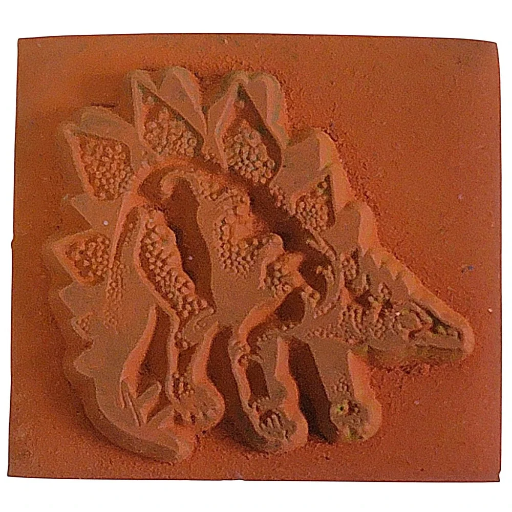 VTG Dinosaur Rubber Stamp Set 4pc Foam TRex Triceratops Brontosaurus Stegosaurus